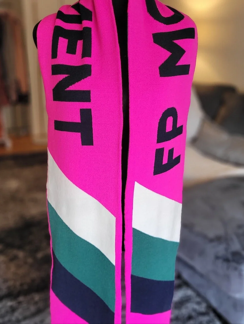 Free People Movement Big League Reversible Scarf Pink Graphic Logo Colorblock